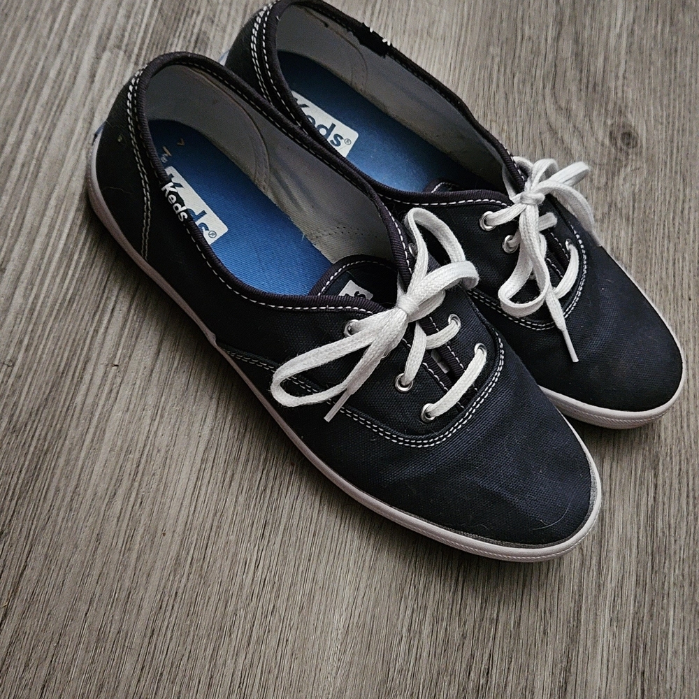 Keds Women's Dark Canvas Sneakers with White Laces